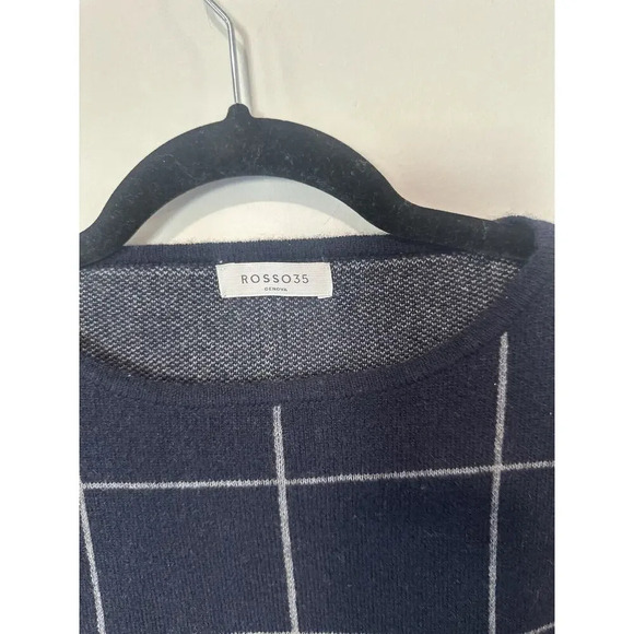 ROSSO35 Knit Virgin Wool & Cashmere 3/4 Sleeve Boxy Sweater Womens Size 44/ L - Picture 4 of 10